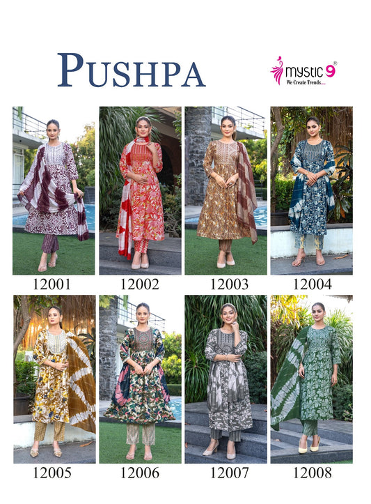 Pushpa Vol 12 Mystic 9 Rayon Readymade Pant Style Suits Wholesale Rate