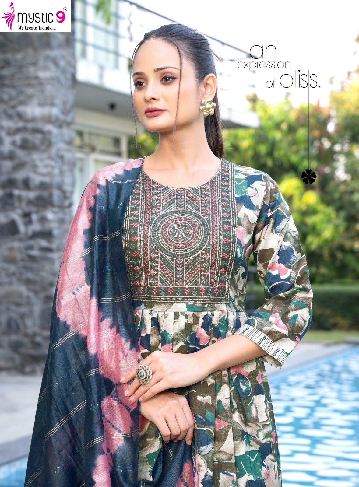 Pushpa Vol 12 Mystic 9 Rayon Readymade Pant Style Suits Wholesale Rate