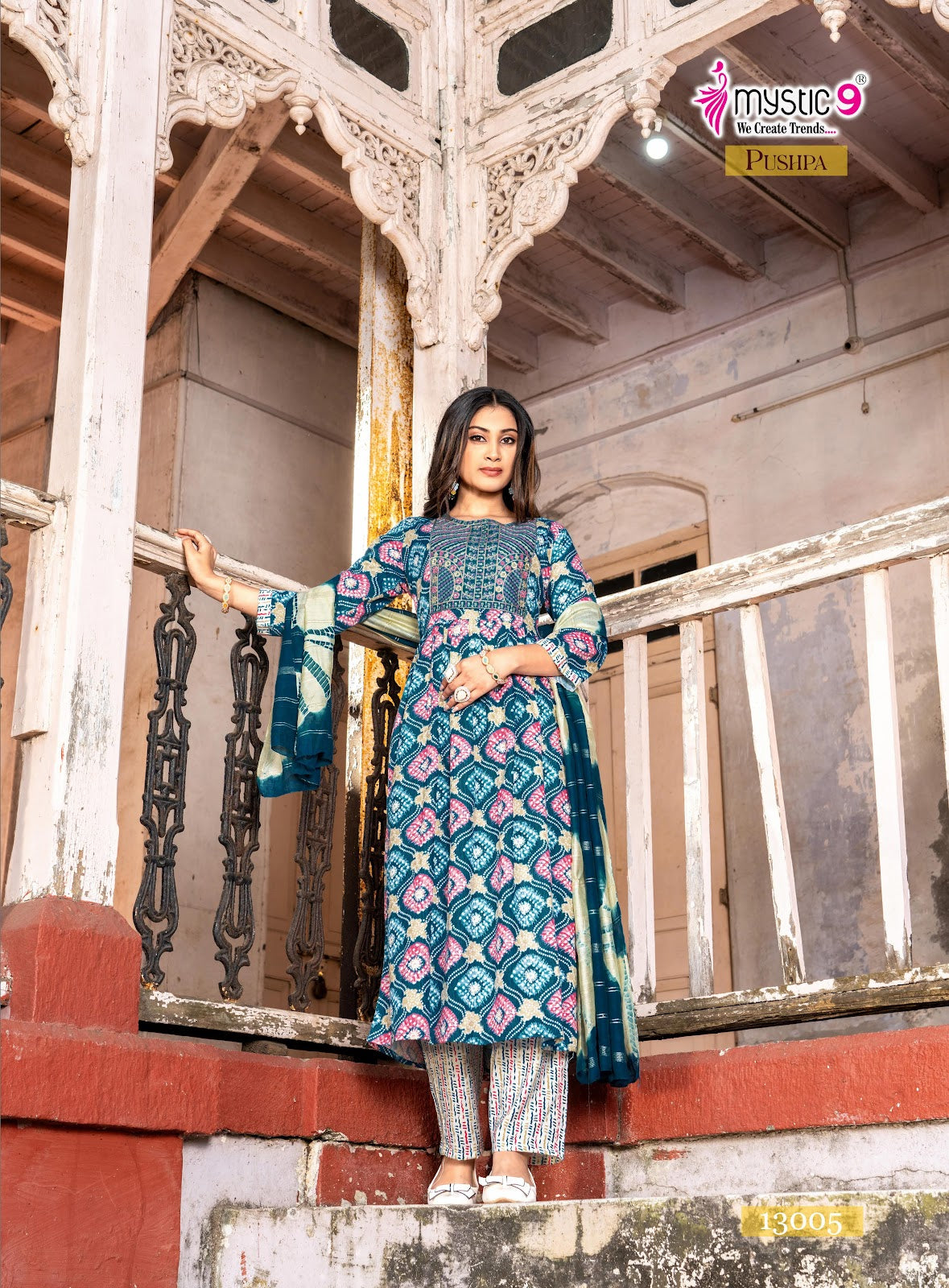 Pushpa Vol 13 Mystic 9 Rayon Capsule Readymade Pant Style Suits Wholesaler Gujarat