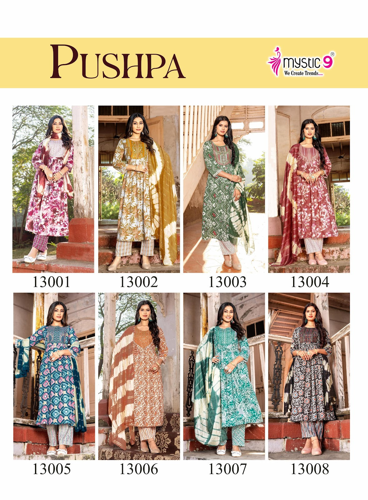 Pushpa Vol 13 Mystic 9 Rayon Capsule Readymade Pant Style Suits Wholesaler Gujarat