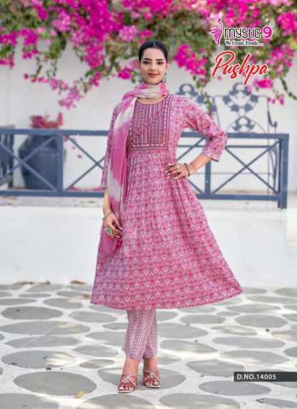 Pushpa Vol 14 Mystic 9 Rayon Capsule Readymade Pant Style Suits Wholesale Price