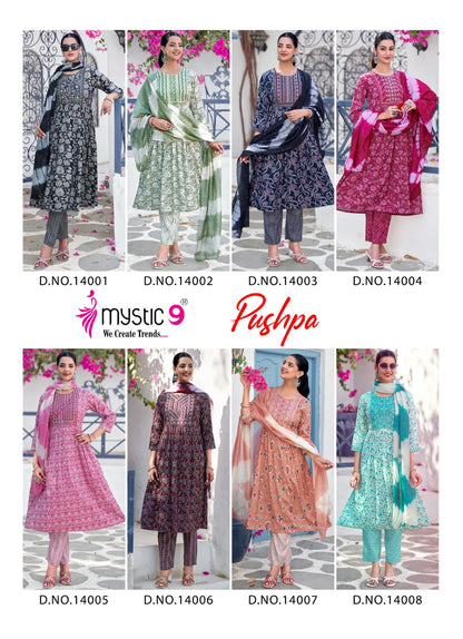 Pushpa Vol 14 Mystic 9 Rayon Capsule Readymade Pant Style Suits Wholesale Price