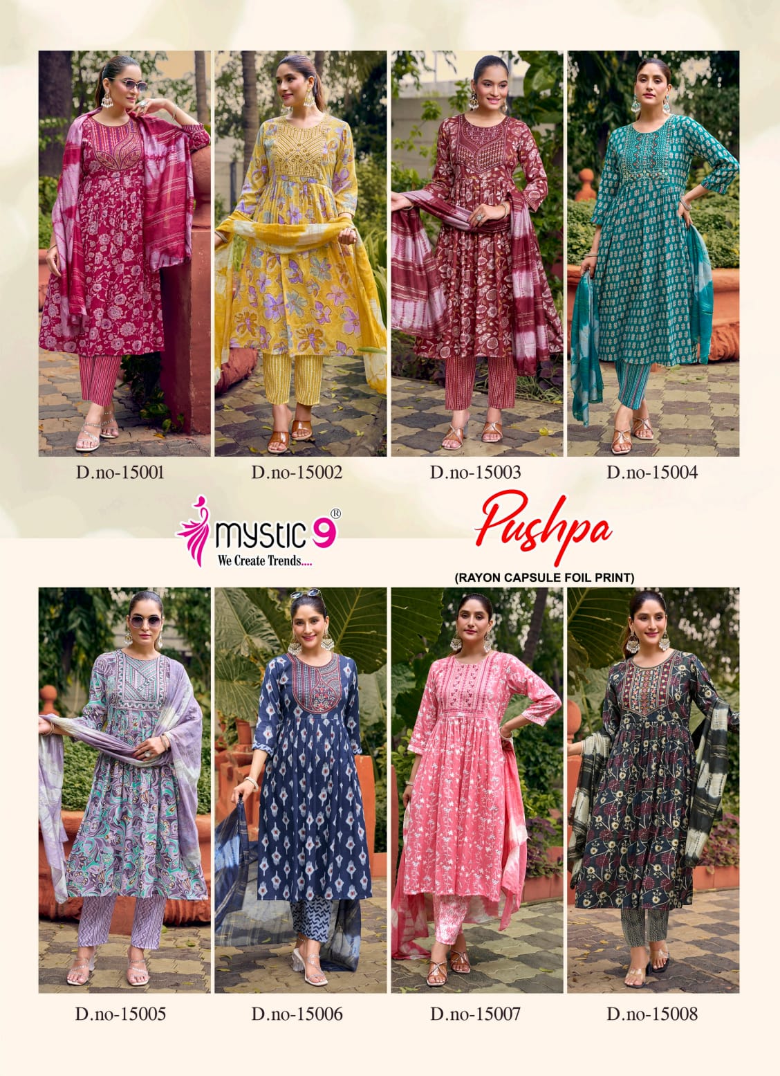 Pushpa Vol 15 Mystic 9 Rayon Readymade Anarkali Suits Wholesaler Gujarat