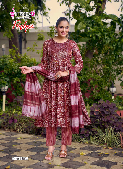 Pushpa Vol 15 Mystic 9 Rayon Readymade Anarkali Suits Wholesaler Gujarat
