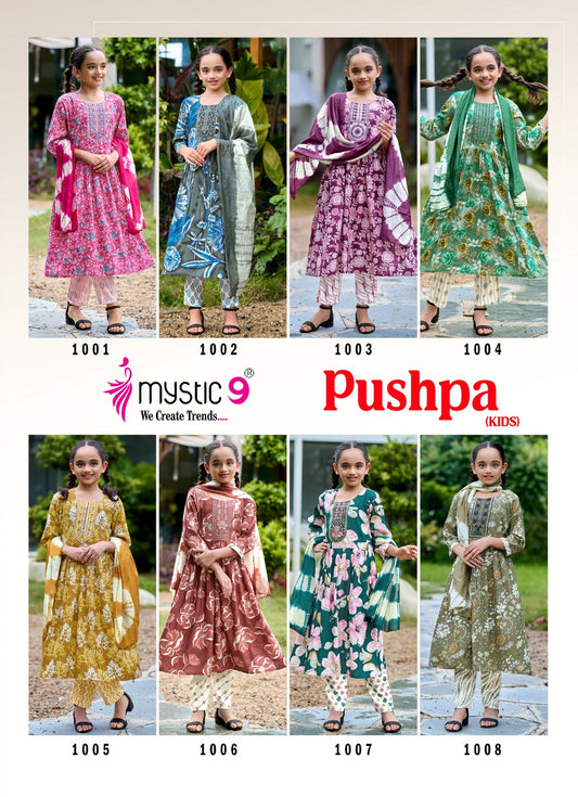 Pushpa Vol 1 Mystic 9 Rayon Capsule Girls Readymade Pant Suits Wholesaler