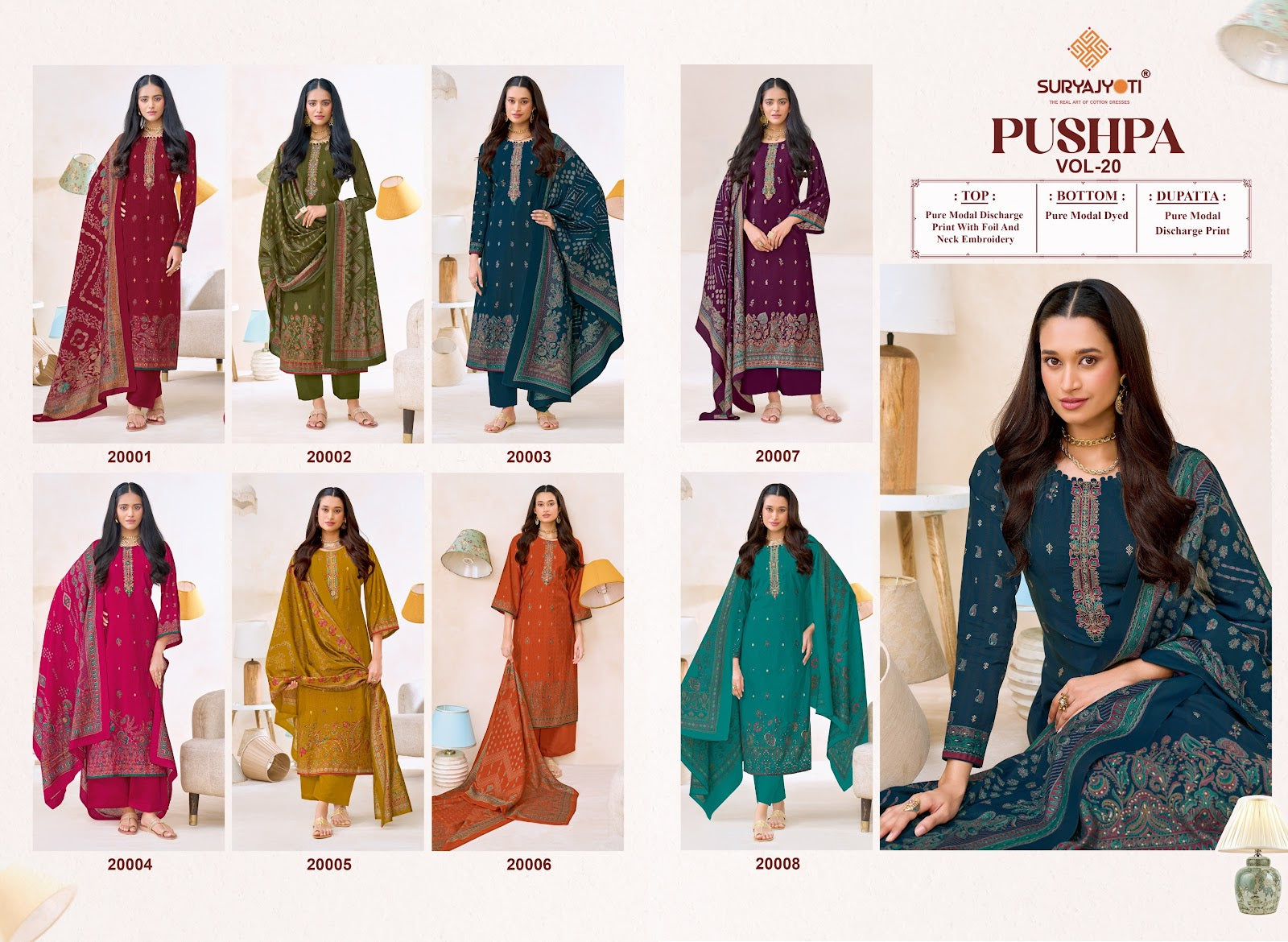 Pushpa Vol 20 Suryajyoti Modal Silk Pant Style Suits Manufacturer