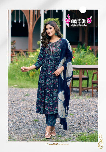 Pushpa Vol 2 Mystic 9 Rayon Capsule Readymade Pant Style Suits Exporter