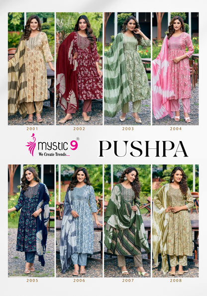 Pushpa Vol 2 Mystic 9 Rayon Capsule Readymade Pant Style Suits Exporter
