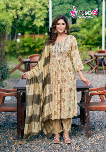 Pushpa Vol 2 Mystic 9 Rayon Capsule Readymade Pant Style Suits Exporter