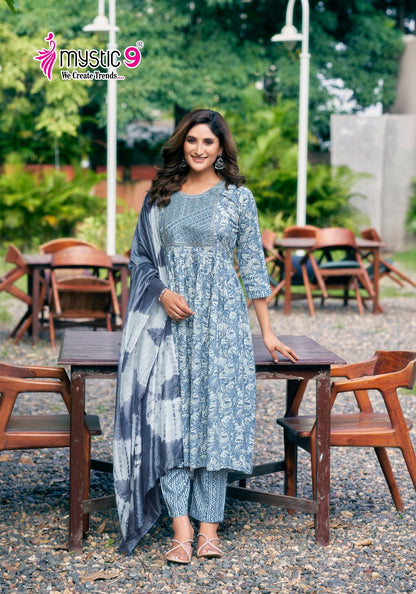 Pushpa Vol 2 Mystic 9 Rayon Capsule Readymade Pant Style Suits Exporter