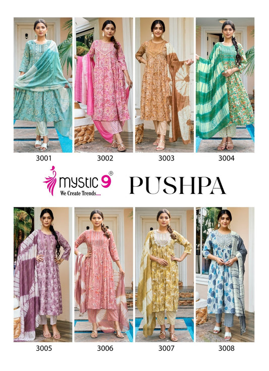 Pushpa Vol 3 Mystic 9 Rayon Capsule Readymade Pant Style Suits Wholesaler Ahmedabad