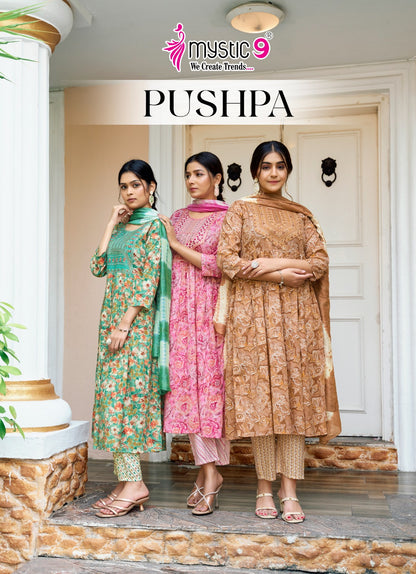 Pushpa Vol 3 Mystic 9 Rayon Capsule Readymade Pant Style Suits Wholesaler Ahmedabad