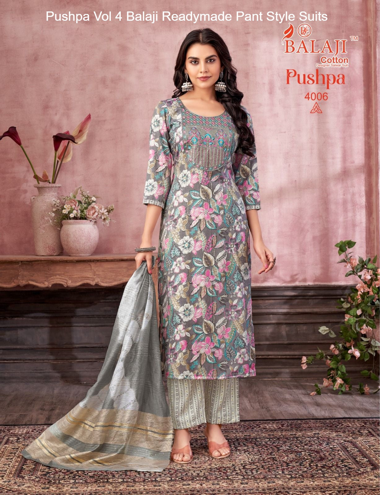 Pushpa Vol 4 Balaji Capsule Rayon Readymade Pant Style Suits Manufacturer Gujarat