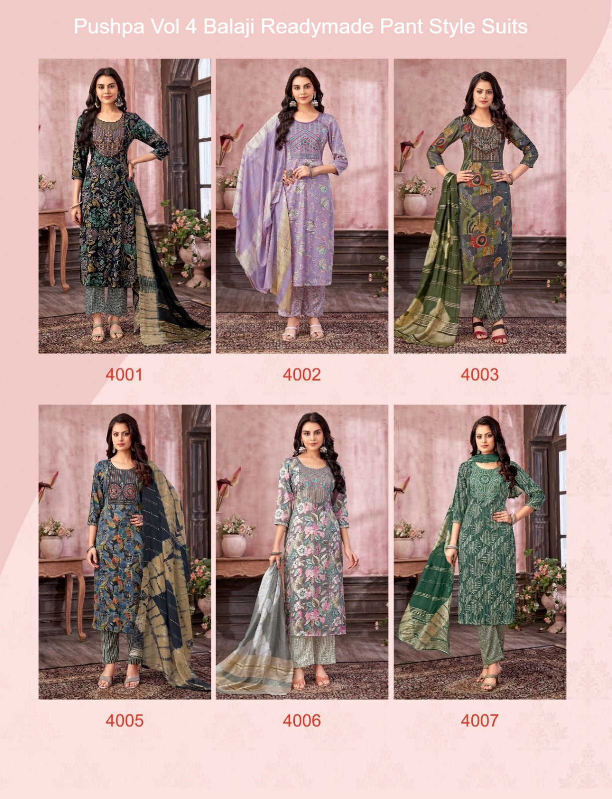 Pushpa Vol 4 Balaji Capsule Rayon Readymade Pant Style Suits Manufacturer Gujarat