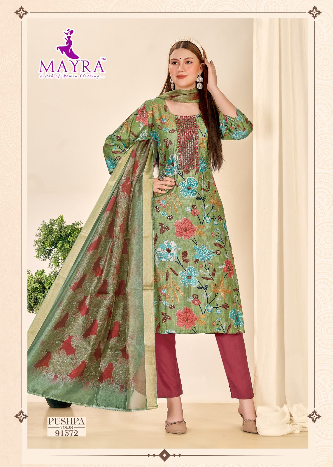 Pushpa Vol 4 Mayra Vertican Readymade Pant Style Suits Wholesaler Gujarat
