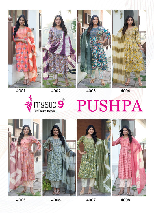 Pushpa Vol 4 Mystic 9 Rayon Capsule Readymade Pant Style Suits Wholesaler