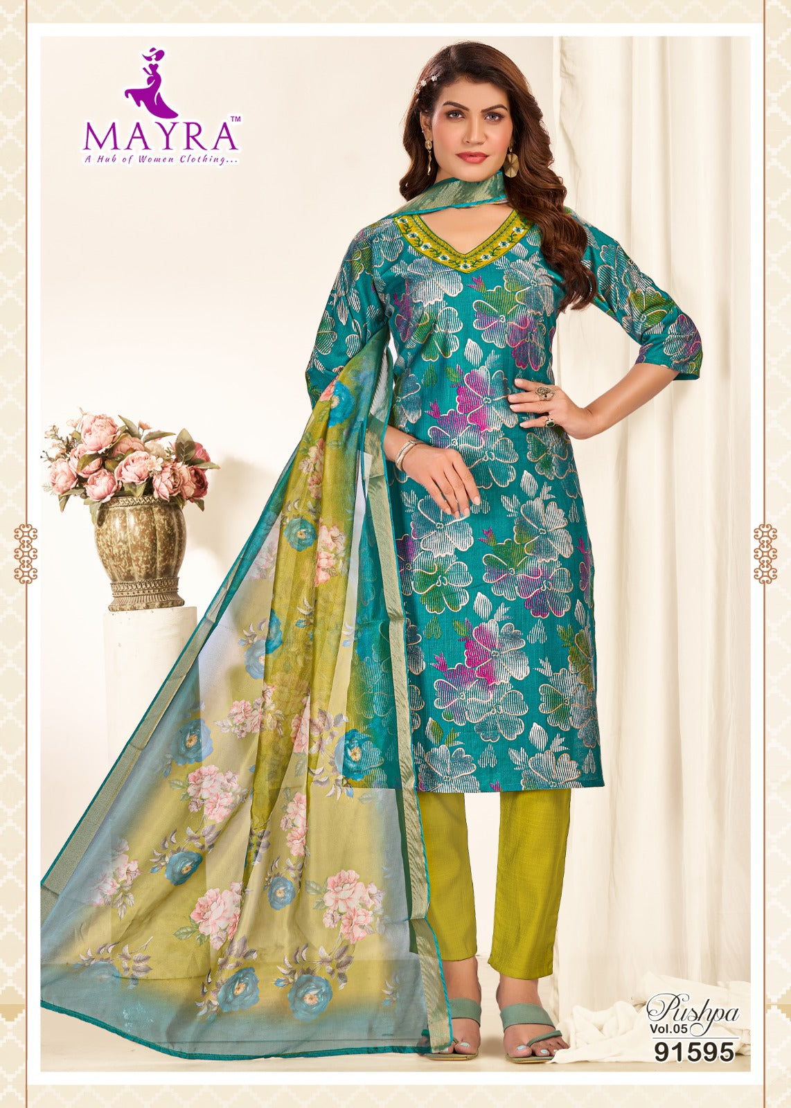 Pushpa Vol 5 Mayra Vertican Readymade Pant Style Suits Manufacturer Gujarat