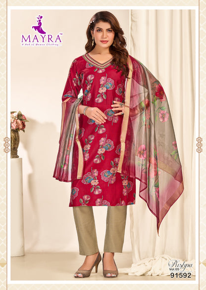 Pushpa Vol 5 Mayra Vertican Readymade Pant Style Suits Manufacturer Gujarat