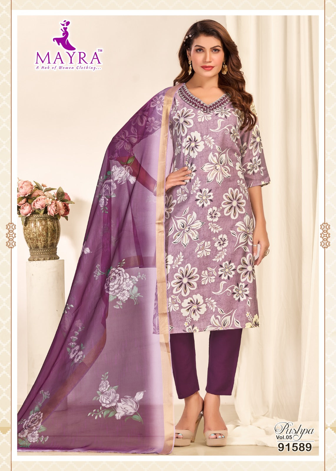Pushpa Vol 5 Mayra Vertican Readymade Pant Style Suits Manufacturer Gujarat