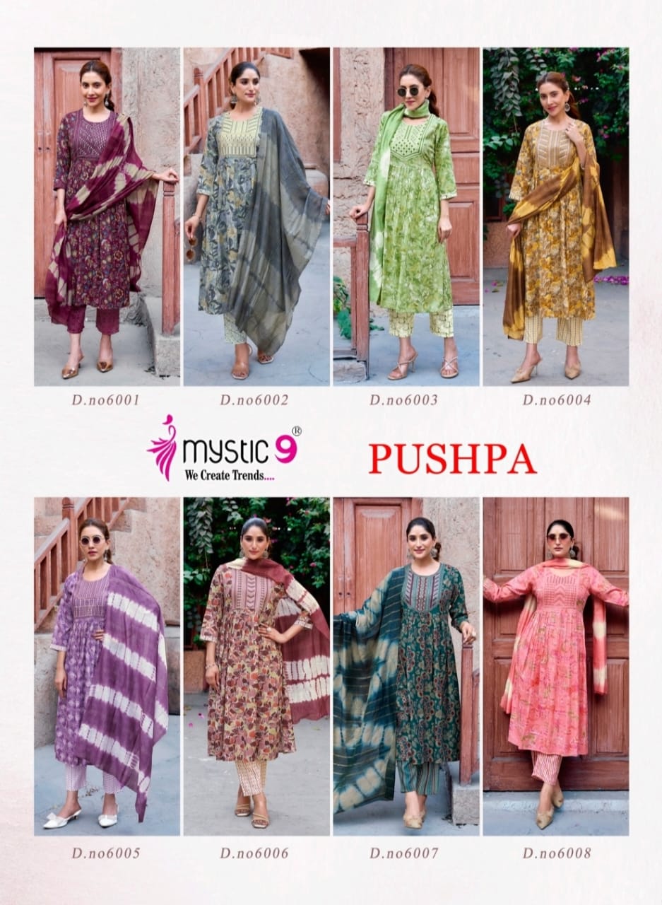 Pushpa Vol 6 Mystic 9 Rayon Readymade Pant Style Suits Wholesale Price