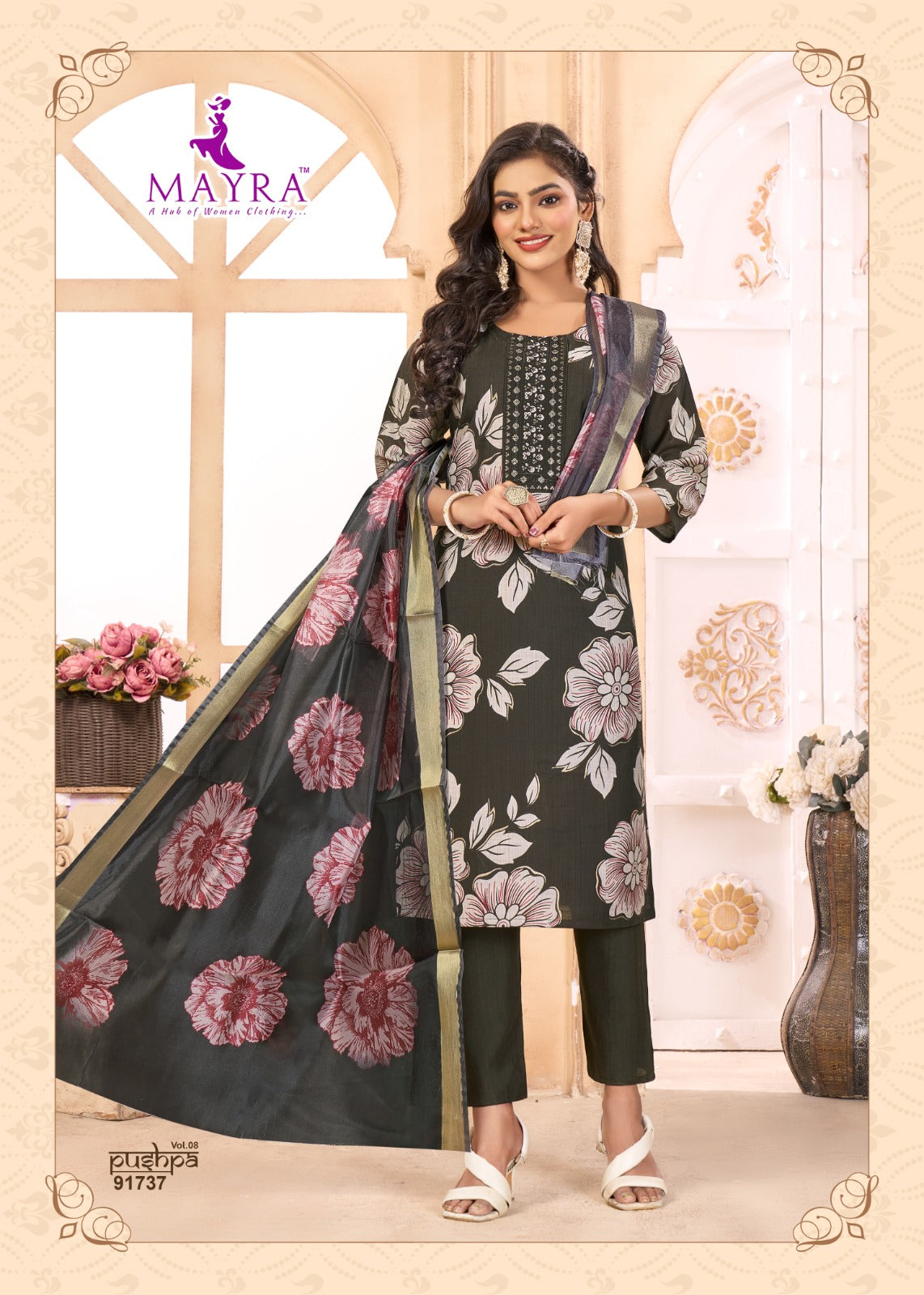 Pushpa Vol 8 Mayra Vertican Readymade Pant Style Suits Manufacturer India