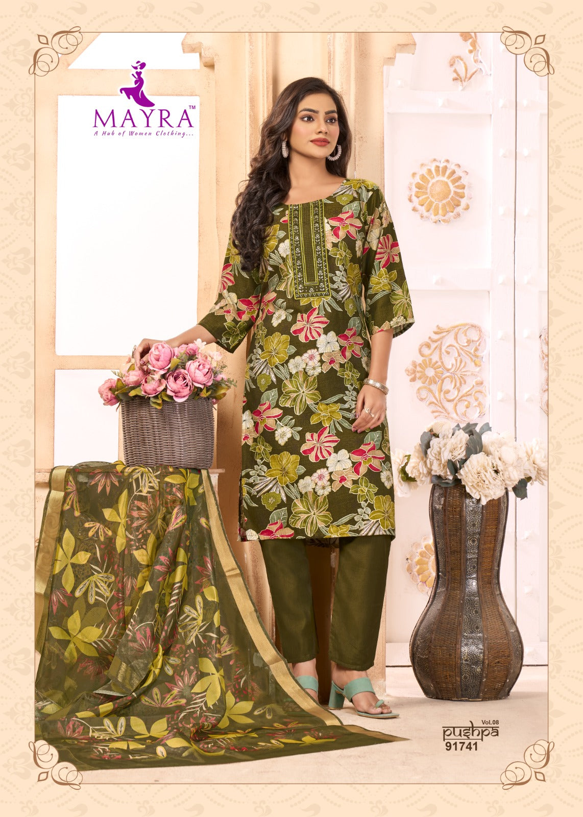 Pushpa Vol 8 Mayra Vertican Readymade Pant Style Suits Manufacturer India