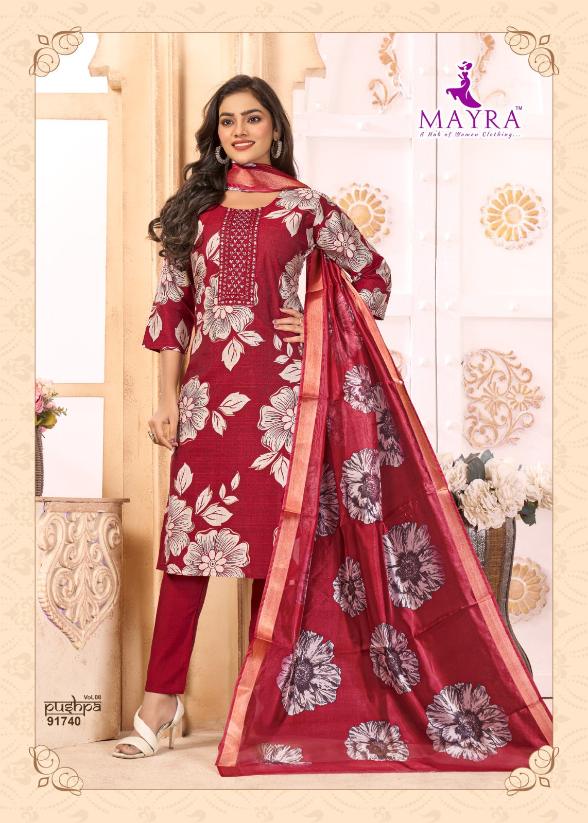 Pushpa Vol 8 Mayra Vertican Readymade Pant Style Suits Manufacturer India