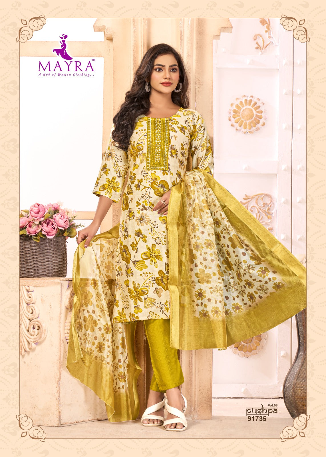 Pushpa Vol 8 Mayra Vertican Readymade Pant Style Suits Manufacturer India