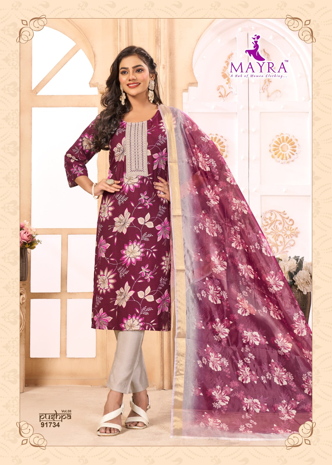 Pushpa Vol 8 Mayra Vertican Readymade Pant Style Suits Manufacturer India