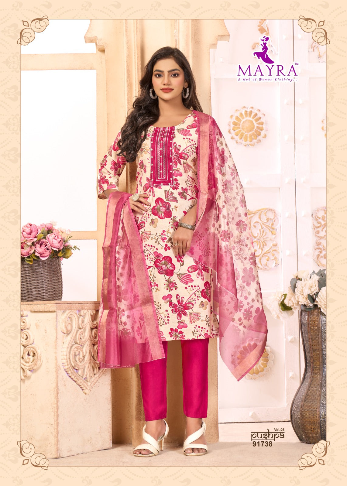 Pushpa Vol 8 Mayra Vertican Readymade Pant Style Suits Manufacturer India