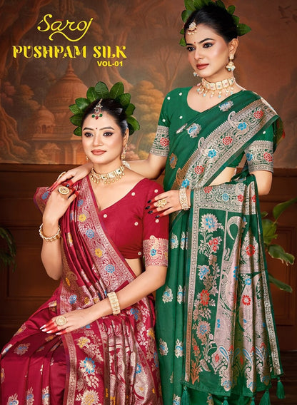 Pushpam Silk Vol 1 Saroj Sarees Wholesaler Ahmedabad
