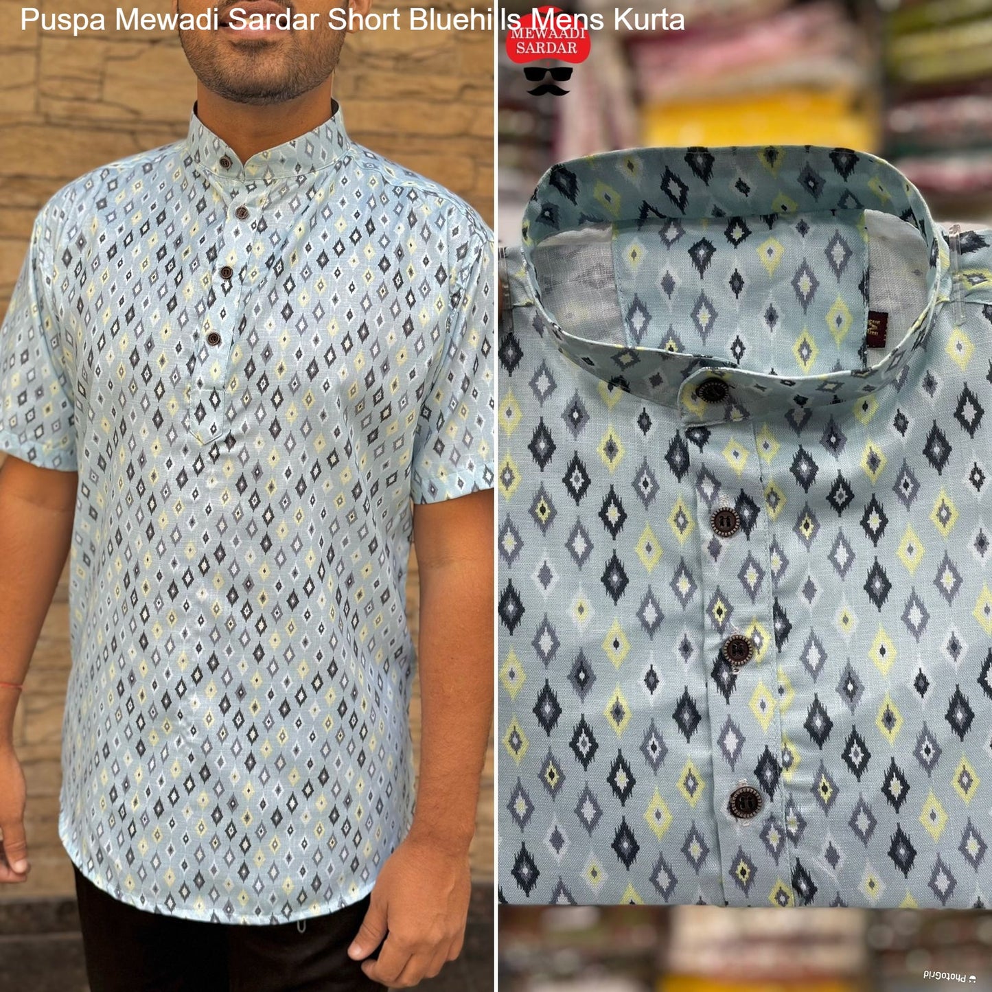 Puspa Mewadi Sardar Short Bluehills Cotton Mens Kurta Supplier Ahmedabad