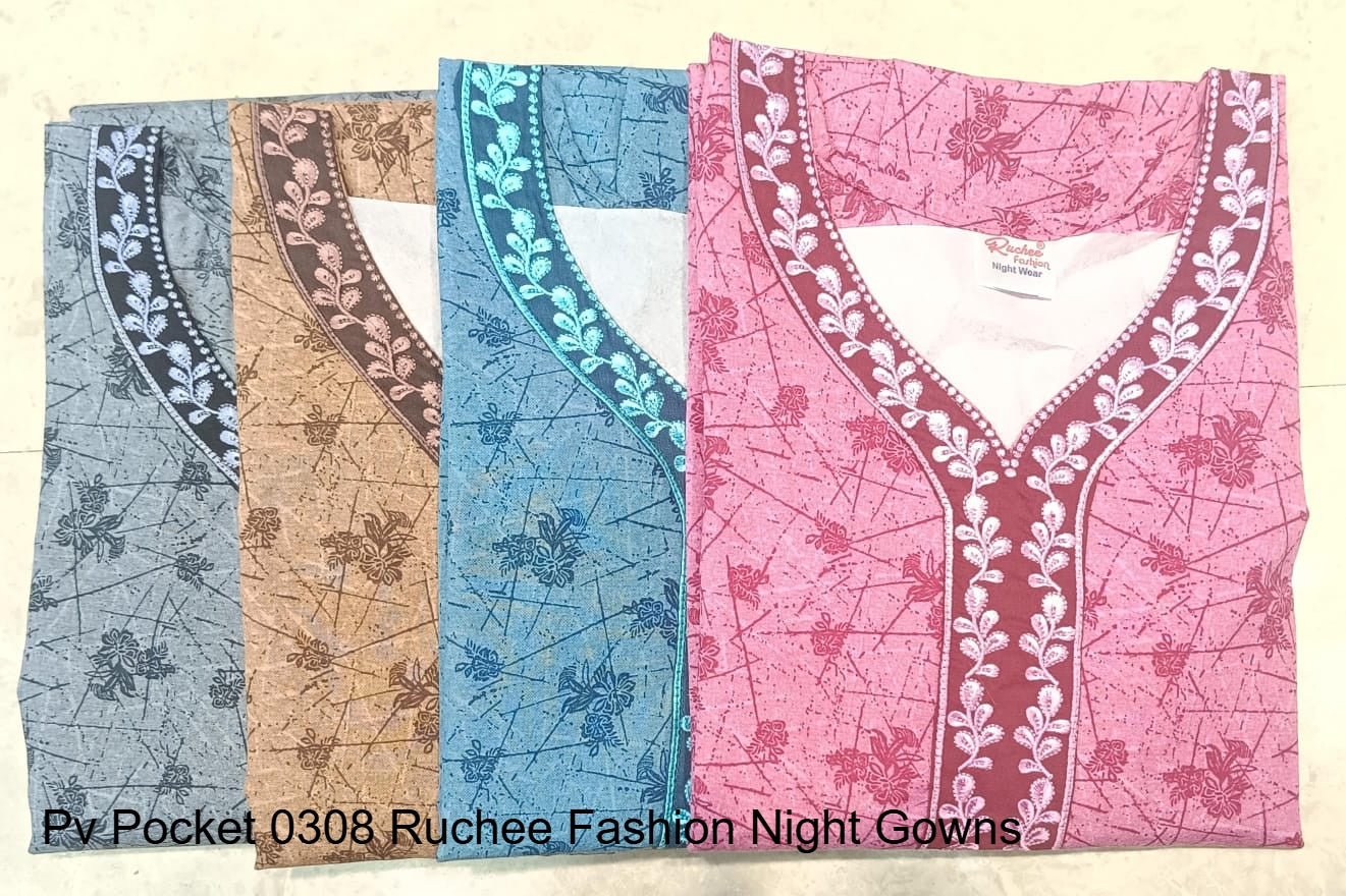 Pv Pocket 0308 Ruchee Fashion Night Gowns Supplier Ahmedabad