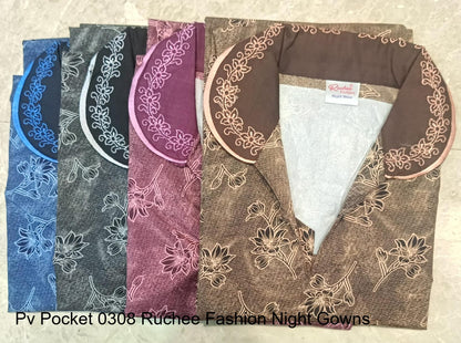 Pv Pocket 0308 Ruchee Fashion Night Gowns Supplier Ahmedabad