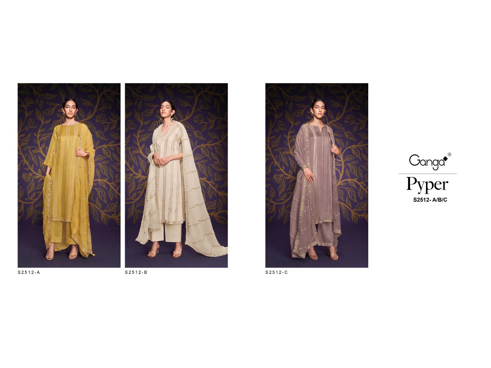Pyper 2512 Ganga Premium Silk Plazzo Style Suits Manufacturer