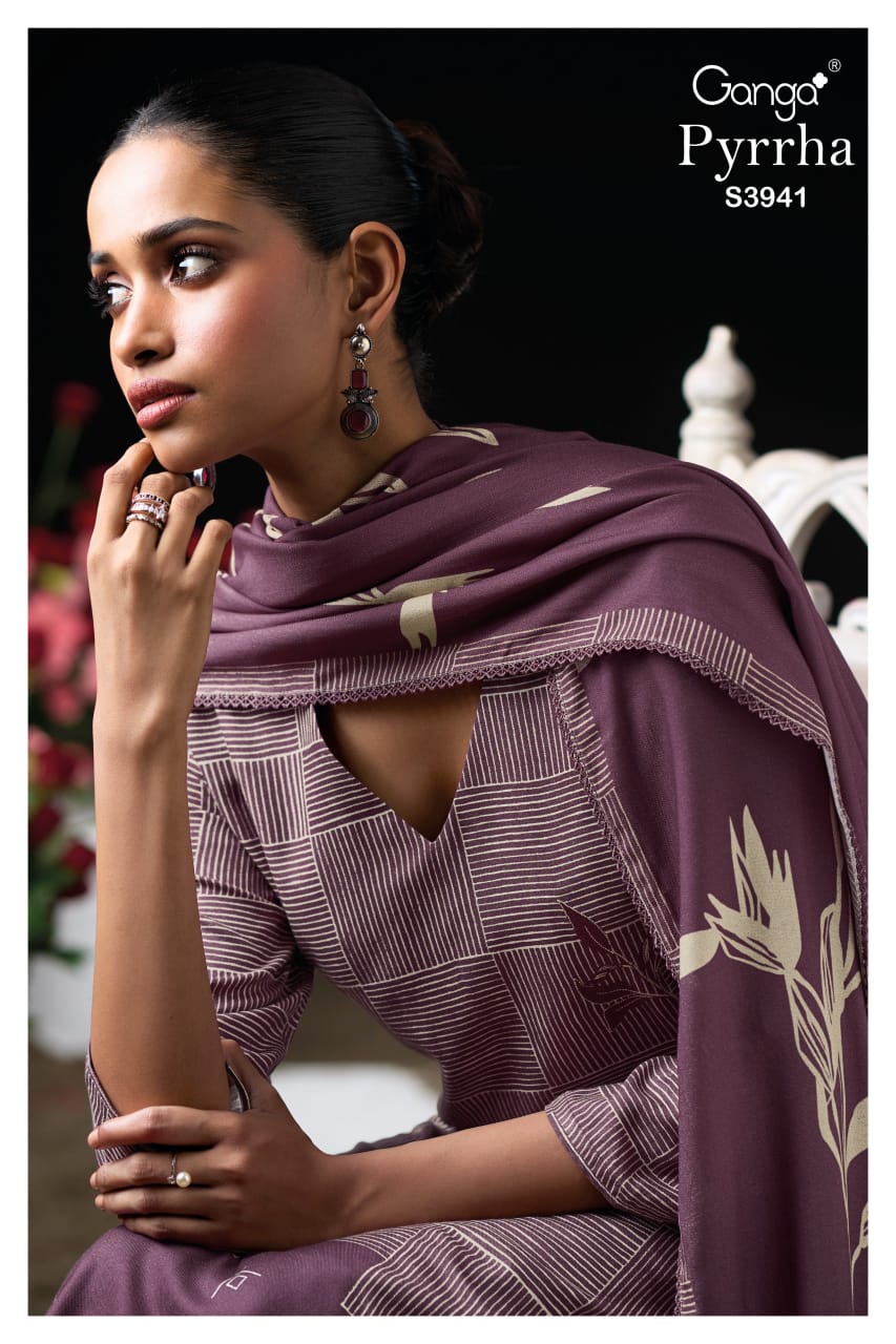Pyrrha 3941 Ganga Wool Pashmina Suits Wholesale Rate
