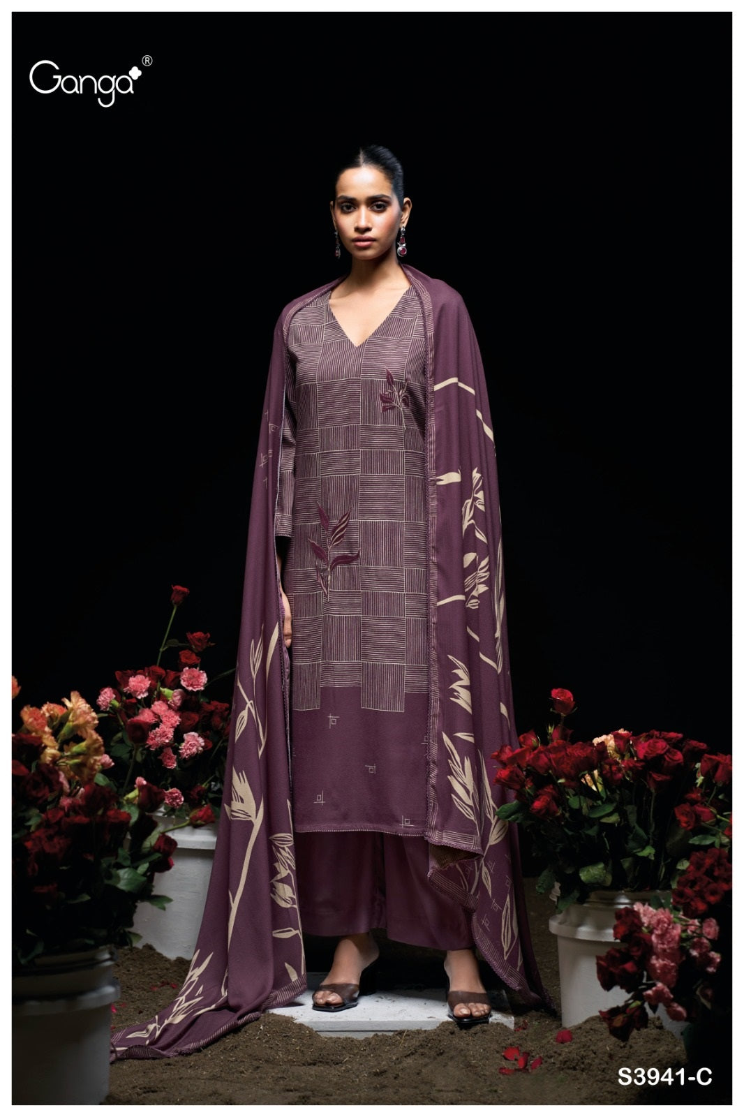 Pyrrha 3941 Ganga Wool Pashmina Suits Wholesale Rate