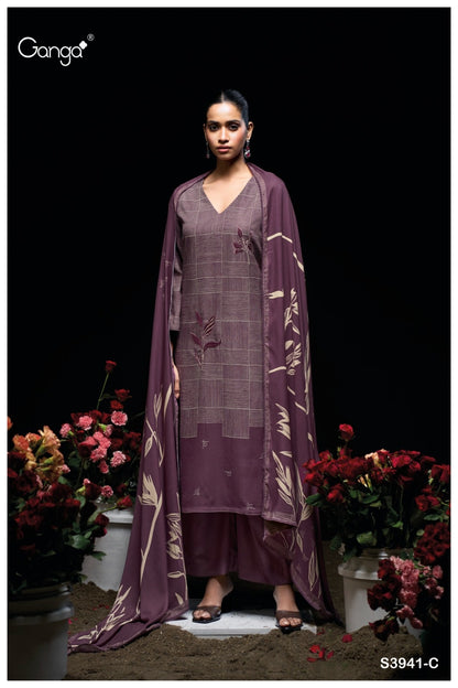 Pyrrha 3941 Ganga Wool Pashmina Suits Wholesale Rate