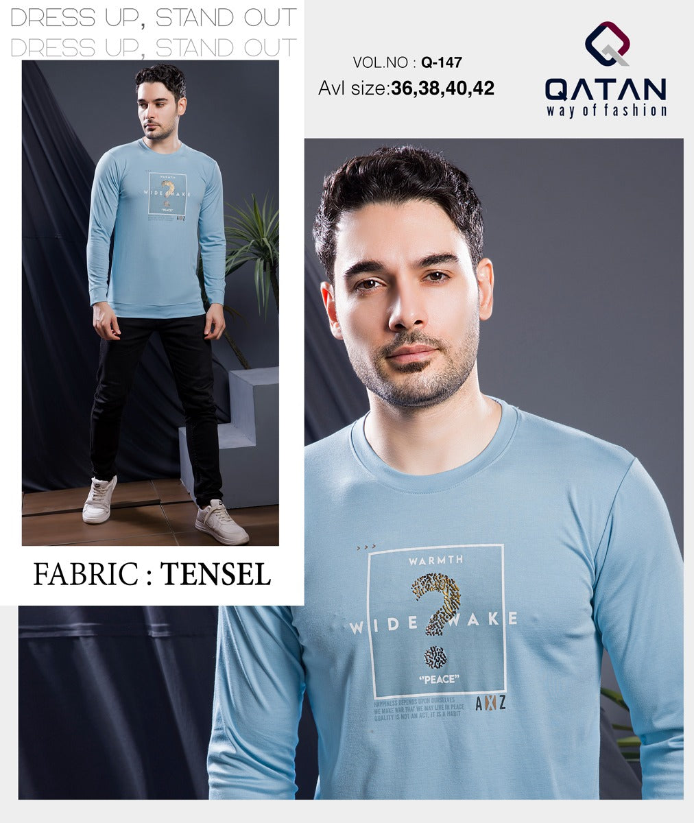 Q 147 Round Neck Qatan 50S Tencel Mens Tshirts Wholesale Price