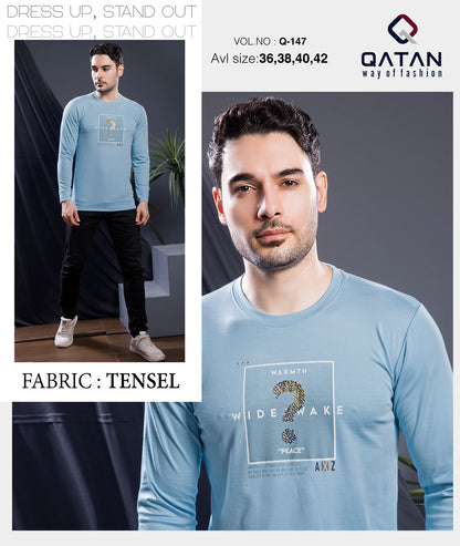 Q 147 Round Neck Qatan 50S Tencel Mens Tshirts Wholesale Price