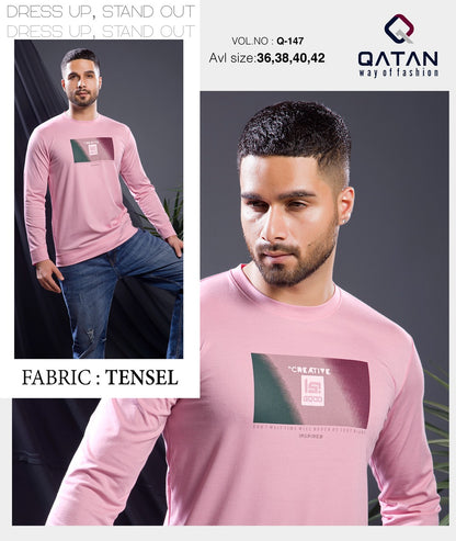 Q 147 Round Neck Qatan 50S Tencel Mens Tshirts Wholesale Price