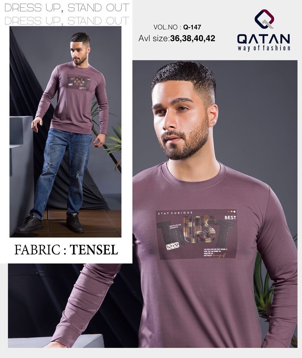 Q 147 Round Neck Qatan 50S Tencel Mens Tshirts Wholesale Price