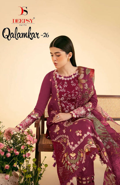 Qalamkar 26 Deepsy Cotton Pakistani Salwar Suits Exporter Gujarat