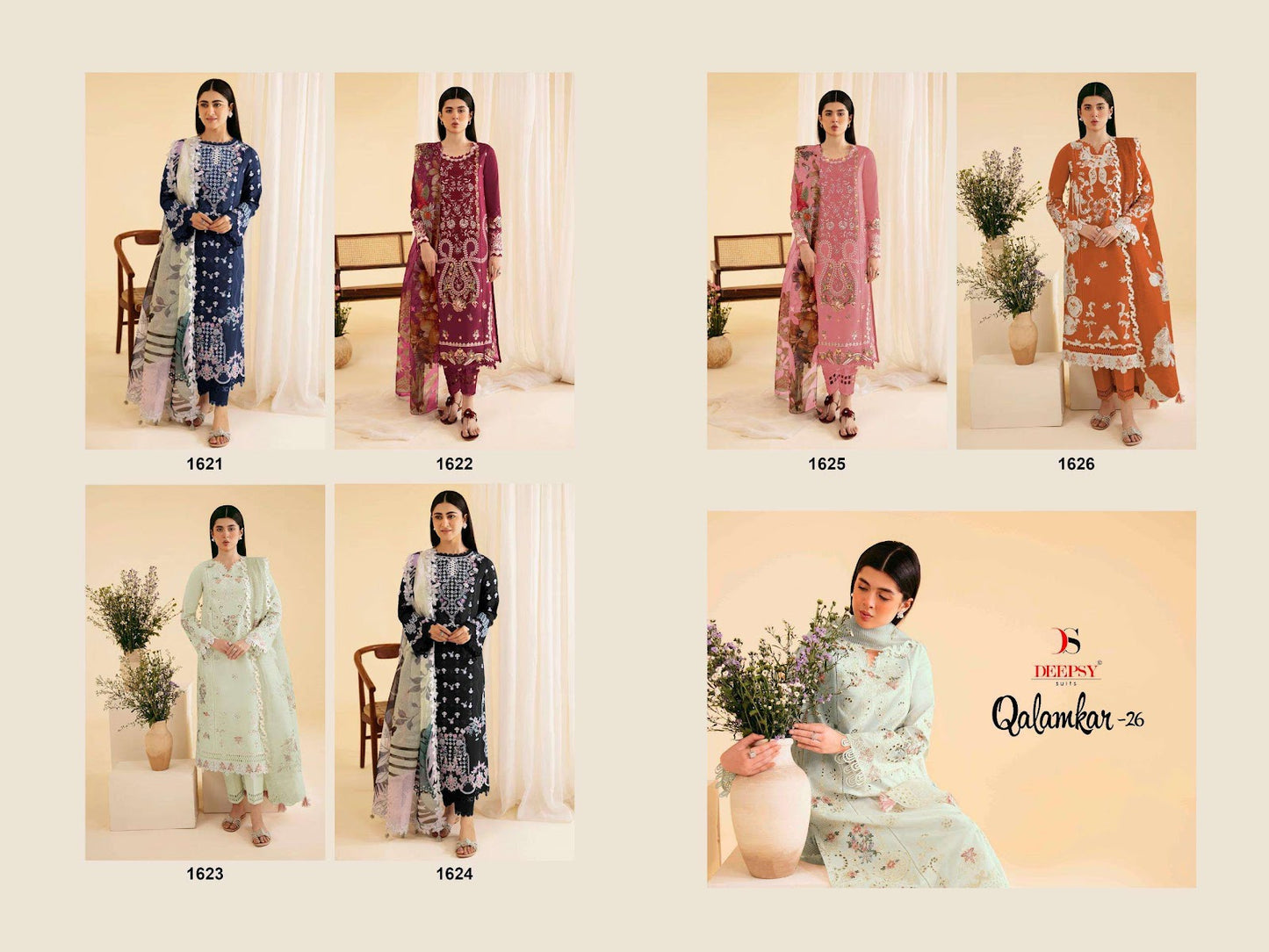 Qalamkar 26 Deepsy Cotton Pakistani Salwar Suits Exporter Gujarat