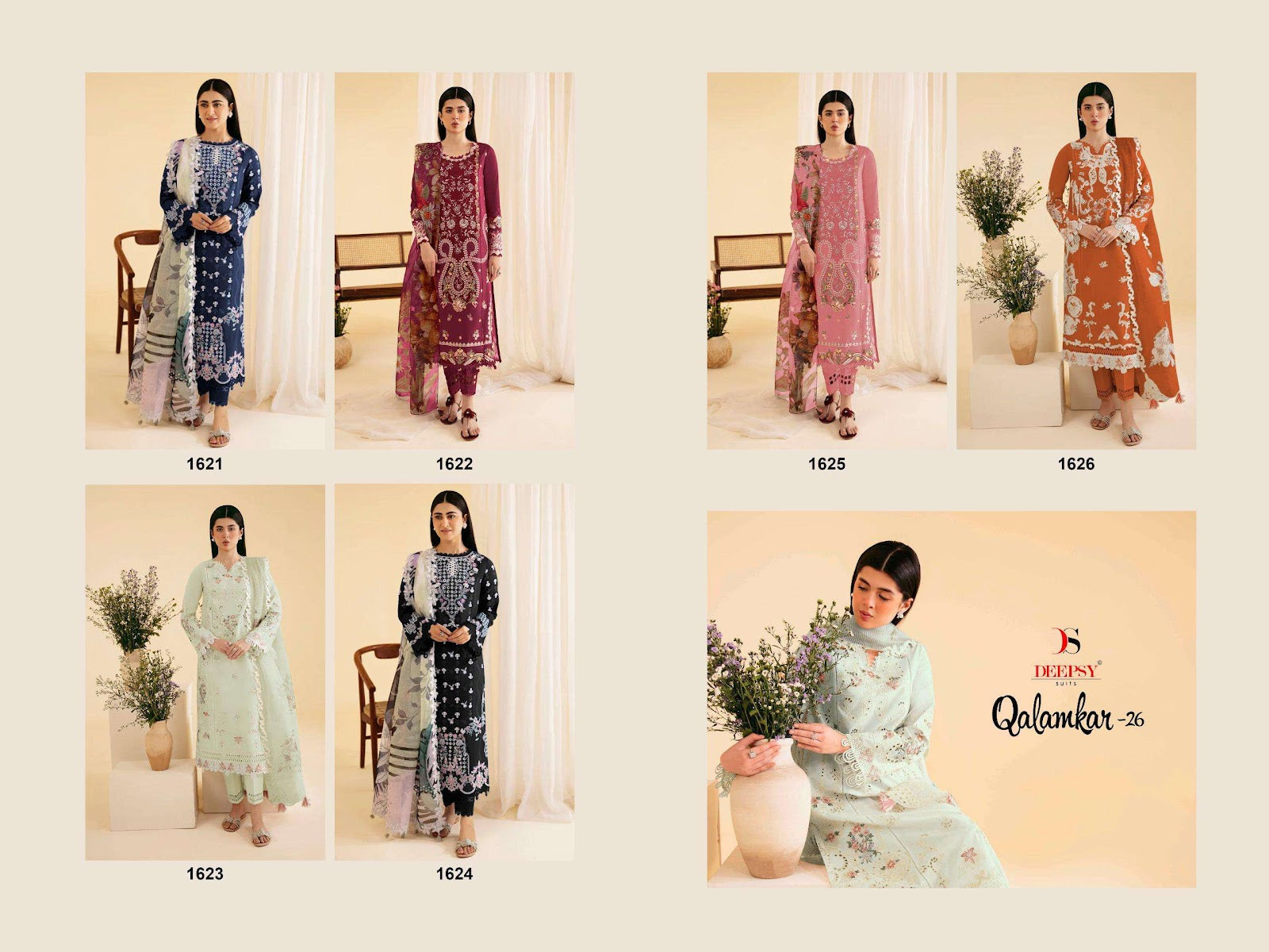 Qalamkar 26 Deepsy Cotton Pakistani Salwar Suits Exporter Gujarat