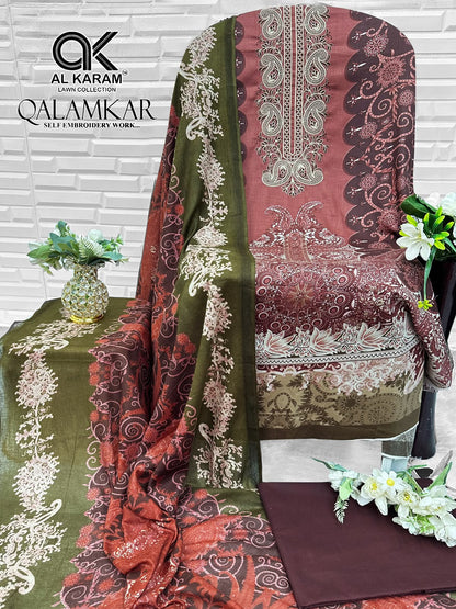 Qalamkar Al Karam Pure Cotton Karachi Salwar Suits Wholesaler India