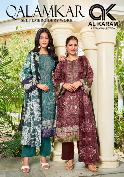 Qalamkar Al Karam Pure Cotton Karachi Salwar Suits Wholesaler India