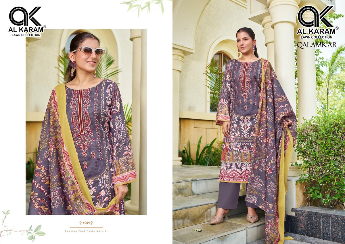 Qalamkar Al Karam Pure Cotton Karachi Salwar Suits Wholesaler India