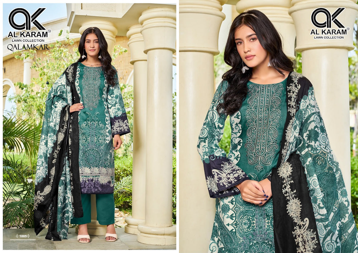 Qalamkar Al Karam Pure Cotton Karachi Salwar Suits Wholesaler India