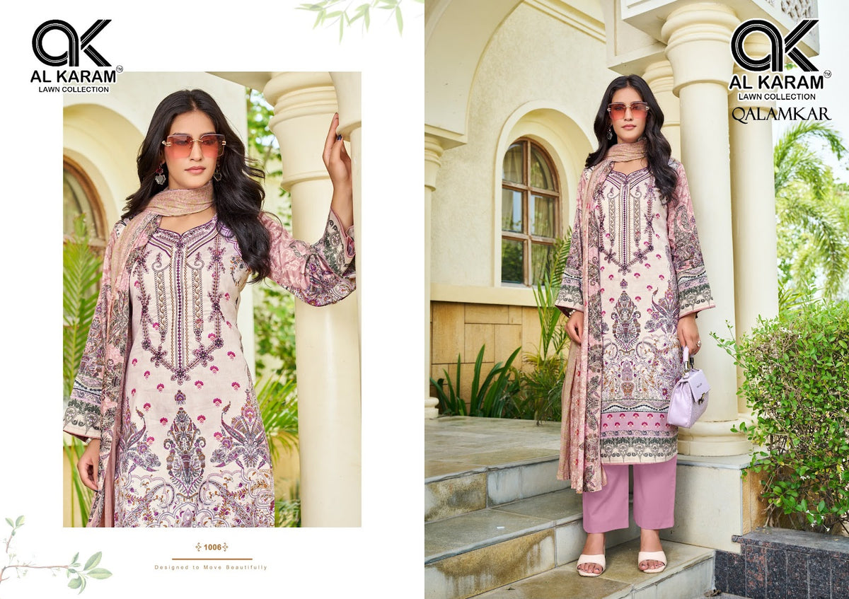 Qalamkar Al Karam Pure Cotton Karachi Salwar Suits Wholesaler India